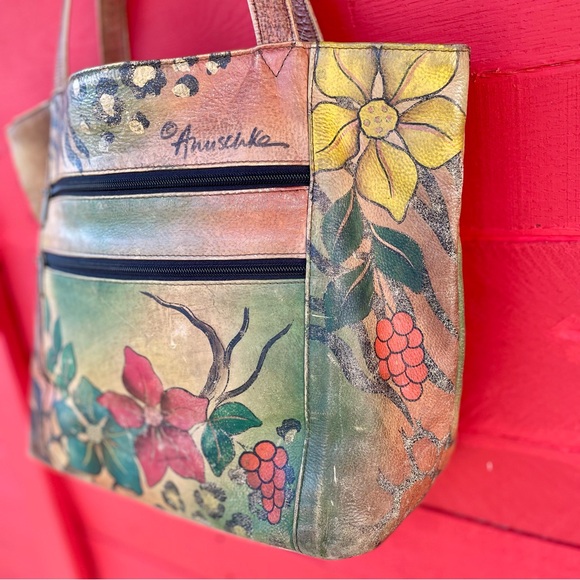 Vintage Anuschka hand painted leather shoulder bag - Picture 4 of 16